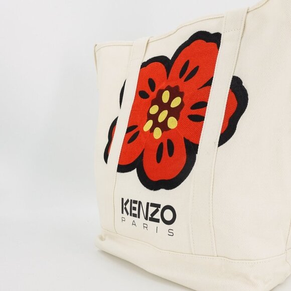 Kenzo Boke Flower Floral Logo Shopper Shoulder Tote Bag White - Picture 6 of 12